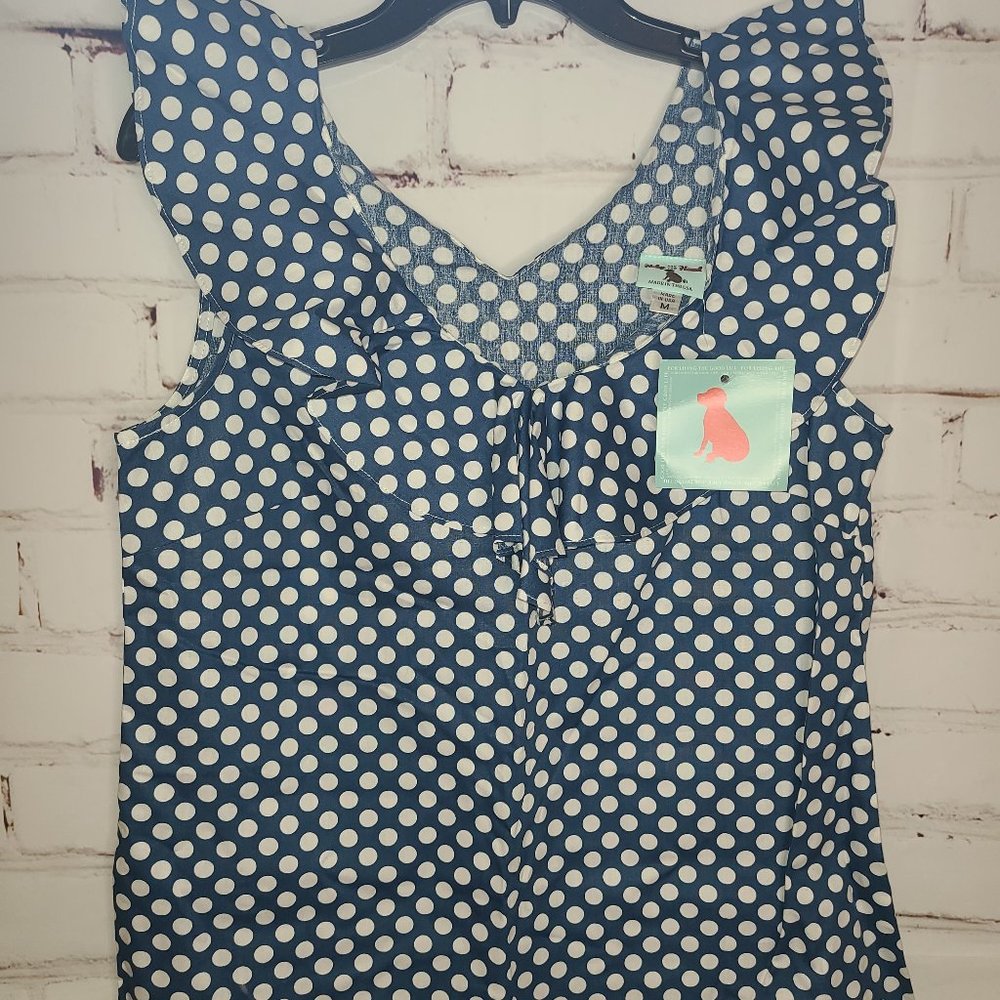 NWT Blue & White Polka Dot sleeveless top- Medium